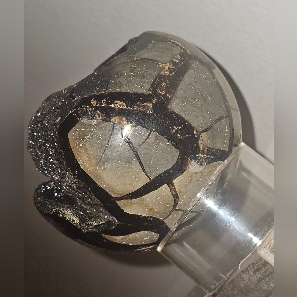 3.9" Septarian Polished Geode Sphere- Madagascar! - Picture 12 of 13